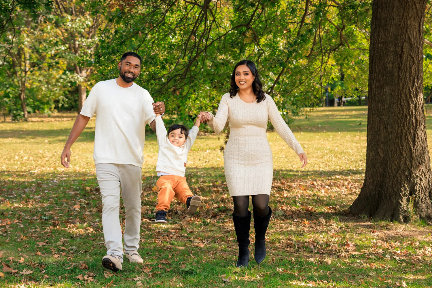 Family walking together in the park, Staten Island.